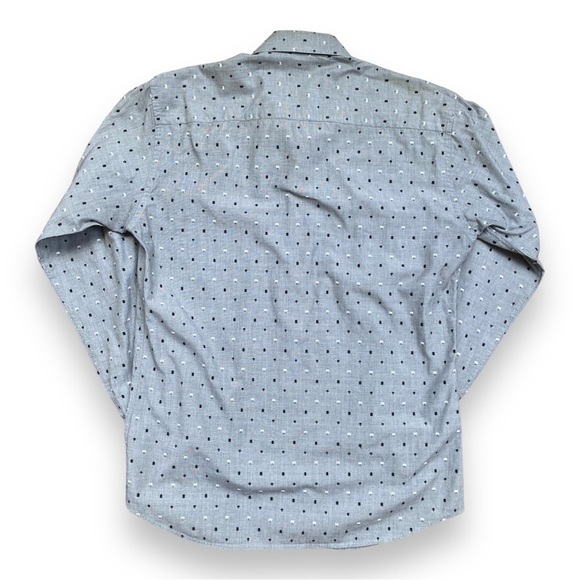 Jared Lang Gray Button Down With Black and White Rectangle Print Dress Shirt - Picture 3 of 11